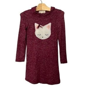 BTWEEN  Sweater Long Dress Style Kitty Burgundy 5T